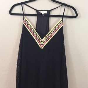 Entro Boho Black Sleeveless embroidery Dress-S